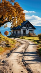 Sticker - Autumn scenery in rural area in Transylvania  