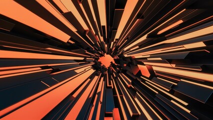 Poster - Abstract modern graphic wallpaper featuring technologyinspired design with gradient lines and a blend of orange and black tones creating a sleek and creative aesthetic