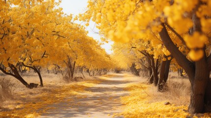 Poster - Autumn scenes of trees in yellow hues  