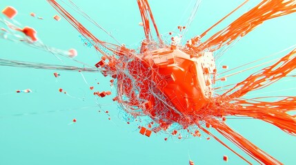 Poster - Abstract illustration of interconnected network technology, showcasing digital connections, vibrant colors, and a sense of expansive space.