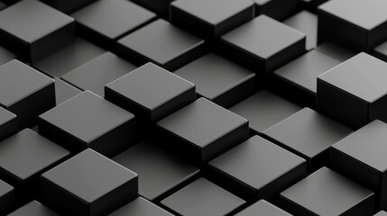 Poster - Isometric Black Cube Pattern, a seamless design featuring interlocking black cubes, ideal for modern backgrounds, enhancing visual appeal in various creative projects.