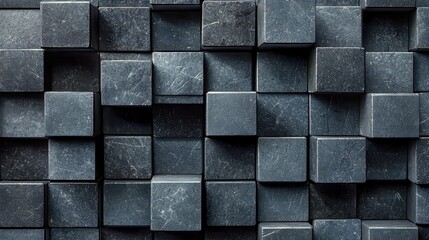 Poster - Isometric Black Cube Pattern, a sleek design featuring a seamless arrangement of black cubes, ideal for modern digital backgrounds and innovative graphic design projects.