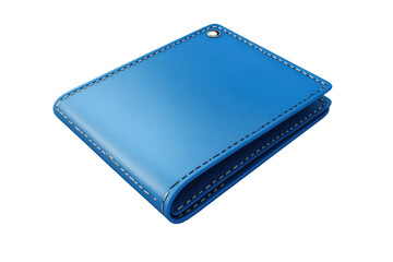 Stylish blue leather wallet isolated on transparent background. Compact and sleek accessory for storing cash, cards, and essentials in a fashionable way.