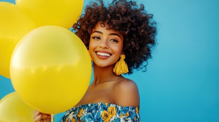 The joyful woman with balloons