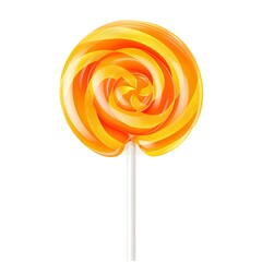 Sticker - Orange and yellow lollipop on a white background