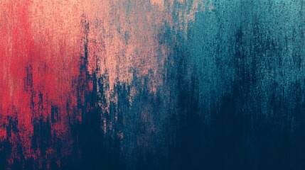 Poster - Digital abstraction featuring vibrant gradients and textured noise in a blend of red, blue, and pink hues