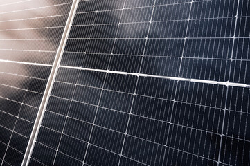 modern black solar panel in close-up. Green renewable energy