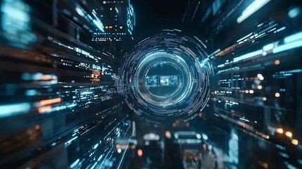 Poster - Smart city, AI integration, futuristic infrastructure, holographic displays