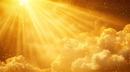 Wall Mural - golden hour horizon clear beautiful cloudy light dramatic bright calm yellow soft warm abstract sky