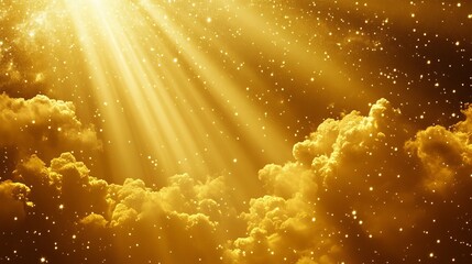 Wall Mural - golden hour horizon clear beautiful cloudy light dramatic bright calm yellow soft warm abstract sky