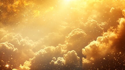Wall Mural - golden hour horizon clear beautiful cloudy light dramatic bright calm yellow soft warm abstract sky
