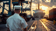 © Sourov - A port captain in a white uniform overseeing the loading of a ship
