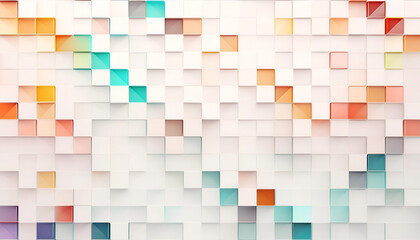 Poster - Colorful geometric pattern with squares in varying sizes and shades in a modern design