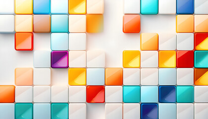 Aufkleber - Colorful abstract arrangement of square tiles creating a vibrant pattern