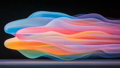 Poster - Colorful abstract waves flow across a dark background in a vibrant display of light and motion