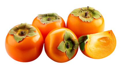 Fresh persimmons with vibrant orange color, showcasing a healthy and delicious fruit ideal for cooking and snacking.