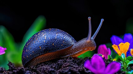 Large Slug In The Garden, Detailed Close-Up