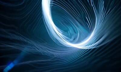 Canvas Print - Luminous Vortex: Dive into an electrifying abyss of energy, where a radiant loop pierces through a swirling vortex of blue, creating a mesmerizing visual spectacle. 