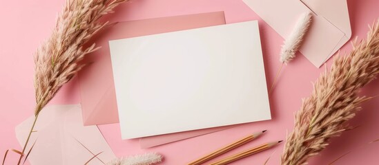 Blank white greeting card with envelope, postcard mockup for design presentation