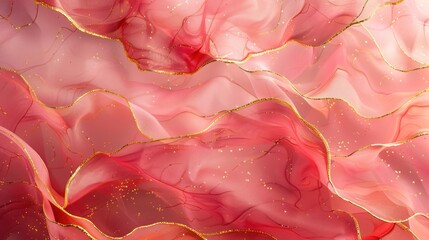 Aufkleber - Abstract backdrop featuring shades of pink and coral, accented with golden highlights