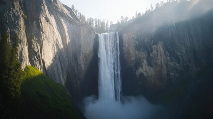 Poster - Majestic Waterfall in Yosemite National Park