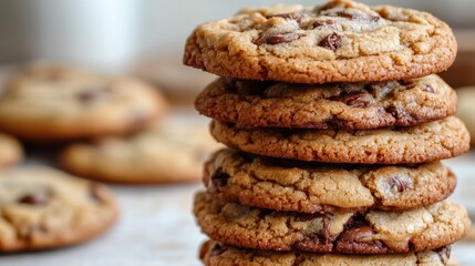 Wall Mural - A Stack of Delicious Chocolate Chip Cookies