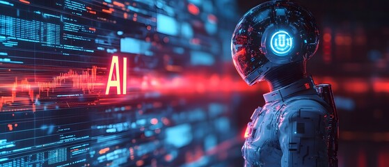 Canvas Print - AI Robot in Futuristic Setting.