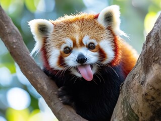 Wall Mural - Red Panda Sticking its Tongue Out