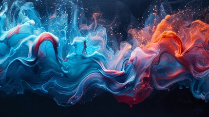 Poster - Swirling abstract colors create a vibrant and dynamic visual display in dark background setting