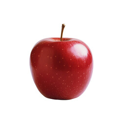 A red apple with a stem on top. The apple is shiny and looks fresh. It is the perfect snack for a healthy diet