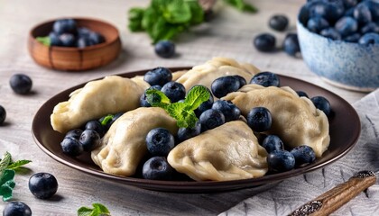 Wall Mural - Dumplings with blueberries