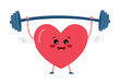 © Orapun - Cute heart cartoon exercise with dumbbells in flat design on white background. Strong healthy heart concept.