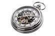 © Lubos Chlubny - Silver pocket watch showing clockwork and telling time