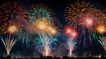 Celebrate the start of a new year with a vibrant and colorful fireworks display, illuminating the night sky with bursts of joy and excitement.