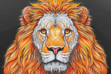 Sticker - Majestic lion with fiery orange mane looking powerful and regal