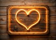 © Wanlop - Gentle neon lamp casting a warm glow on a worn wooden sign with soft, rounded edges, evoking a sense of comfort and relaxation.