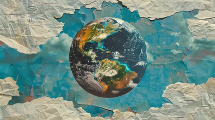 planet earth climate change and global warming paper collage