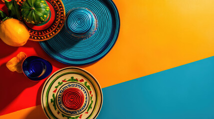 A Vibrant Summer Straw Hat resting on a Colorful and Cheerful Background for added delight