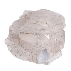 White calcite crystals from 2nd Sovetskii Mine, Dalnegorsk, Russia. Collection mineral isolated on white background