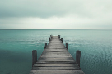  A wooden beach pier leading into turquoise water of the maldives. Maldives on a tropical beach scene