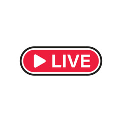 Poster - Live stream button icon in flat style. Webinar vector illustration on isolated background. Streaming sign business concept.
