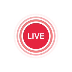 Poster - Live stream button icon in flat style. Webinar vector illustration on isolated background. Streaming sign business concept.
