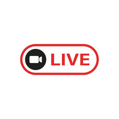 Poster - Live stream button icon in flat style. Webinar vector illustration on isolated background. Streaming sign business concept.