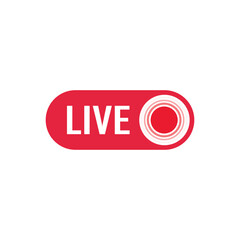 Poster - Live stream button icon in flat style. Webinar vector illustration on isolated background. Streaming sign business concept.