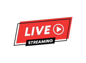 Poster - Live stream button icon in flat style. Webinar vector illustration on isolated background. Streaming sign business concept.