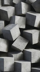 Random shifted rotated grey concrete cube boxes block background wallpaper