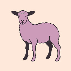 Poster - a Lamb standing vector art illustration