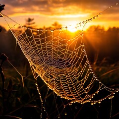 spider web with dew drops