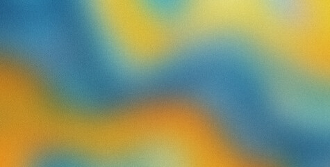 Wall Mural - Wavy Abstract Gradient Background with Grain Noise Texture in Blue and Orange