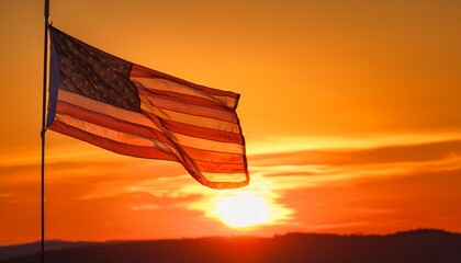 Sticker - thin line first responder american flag against the sunset